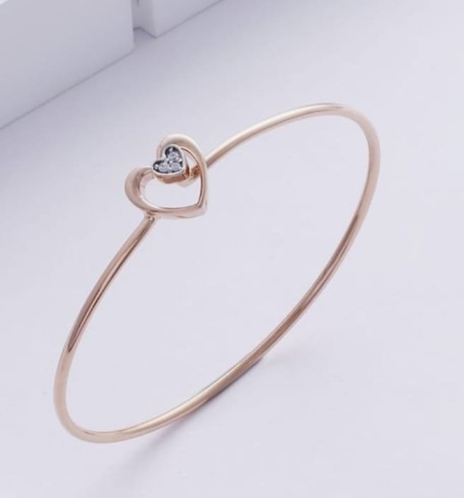 Double Heart Diamond Open Bangle